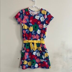 Hanna Andersson Colorful Flower Dress Cotton 140 Mod Summer Bright Abstract 10